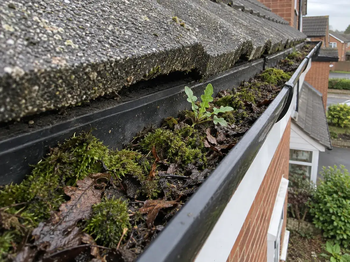Gutter cleaning, before